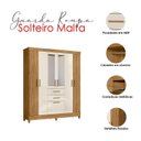 Ver imagem 3 de Guarda Roupa Solteiro Malta com Espelho e Cômoda Vênus com Pés Freijó Off White – Moval