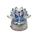 Ver imagem 1 de Enfeite Escultura de Vidro Flor de Lotus de 10cm com Base Espelhada Led Rgb Enfeite de Cristal Azul
