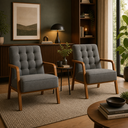 Ver imagem 6 de Kit 2 Poltronas Decorativas Sala com Base em Madeira Retro