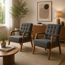 Ver imagem 1 de Kit 2 Poltronas Decorativas Sala com Base em Madeira Retro