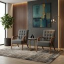 Ver imagem 5 de Kit 2 Poltronas Decorativas Sala com Base em Madeira Retro