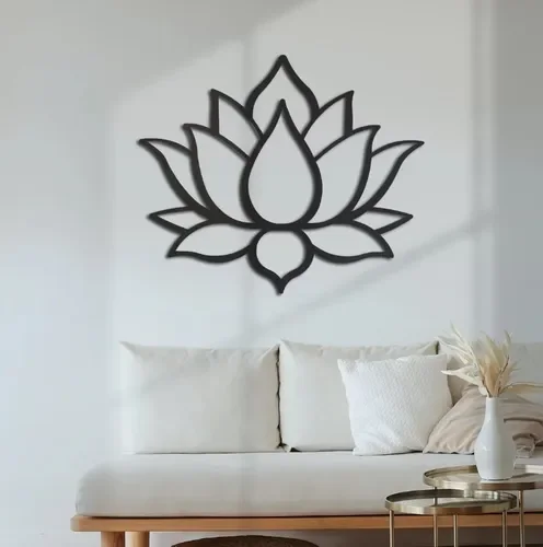 Painel decorativo flor de lótus vazado mdf preto 59cm - 3