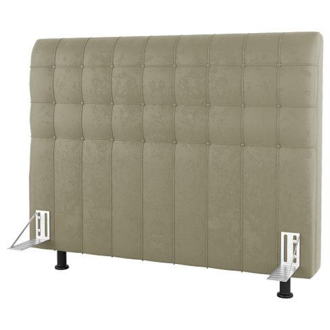 Cabeceira Cama Box Casal Queen Size Dahlia 160cm Com Frame Sintético Bege - Desk Design