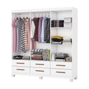 Ver imagem 4 de Guarda-Roupa 6 Portas 6 Gavetas com Espelho e Pés Denver Branco