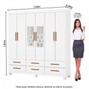 Ver imagem 3 de Guarda-Roupa 6 Portas 6 Gavetas com Espelho e Pés Denver Branco