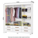 Ver imagem 5 de Guarda-Roupa 6 Portas 6 Gavetas com Espelho e Pés Denver Branco