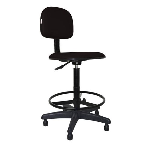 Cadeira Caixa Secretaria Polo - Couro Sintetico Corano - Preto