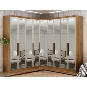 Modulado Closet 100% Mdf Espelhado 9 Portas 6 Gavetas - Linea-cumaru - Móveis Novo Horizonte