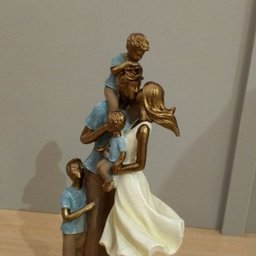 Família com 3 Meninos Escultura Decorativa Estatueta Resina - 8