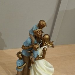 Família com 3 Meninos Escultura Decorativa Estatueta Resina - 6