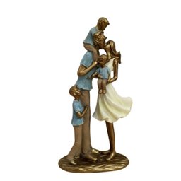 Família com 3 Meninos Escultura Decorativa Estatueta Resina - 3