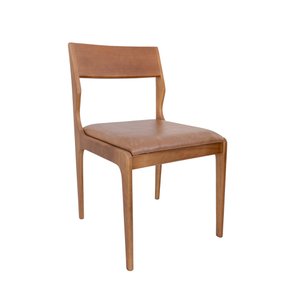 CADEIRA EM MADEIRA COM ASSENTO ESTOFADO. COR NATURAL