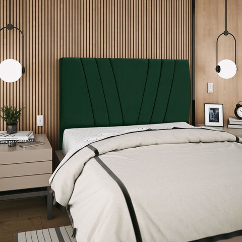 Cabeceira Estofada Casal Belgica 140cm Suede Verde