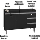 Ver imagem 4 de Balcao Para Pia 97 cm 2 Portas Andreia Preto REAJL
