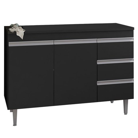 Balcao Para Pia 97 cm 2 Portas Andreia Preto REAJL
