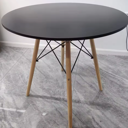 Kit Jogo Mesa Cozinha Sala Jantar Eiffel Redonda 100cm Preta com 04 Cadeiras Leda Estofada Preta - 6