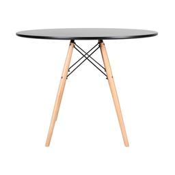 Kit Jogo Mesa Cozinha Sala Jantar Eiffel Redonda 100cm Preta com 04 Cadeiras Leda Estofada Preta - 2