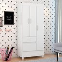 Ver imagem 1 de Guarda-roupa Wind 3 Portas Branco/rosa/branco - Demóbile