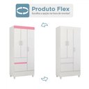 Ver imagem 5 de Guarda-roupa Wind 3 Portas Branco/rosa/branco - Demóbile