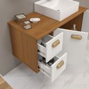 Ver imagem 4 de Conjunto Gabinete Banheiro Lisboa MDF 80cm com Cuba e Espelheira:Branco