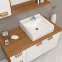 Ver imagem 3 de Conjunto Gabinete Banheiro Lisboa MDF 80cm com Cuba e Espelheira:Branco
