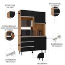 Ver imagem 3 de Armário de Cozinha Compacta 120cm 4 Portas Livia Amêndoa/Preto - AJL Móveis