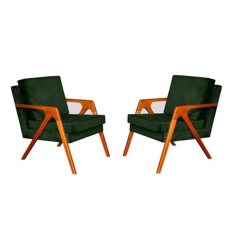 KIT 2 POLTRONA DECORATIVA MONA LUXO - 0130 Verde Musgo