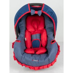 KIT CAPA DE BEBÊ CONFORTO E REDUTOR - POÁ MARINHO C VERMELHO - 1