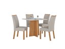 Ver imagem 1 de Conjunto Sala de Jantar Mesa Celebrare 90 Tampo Vidro Off White com 4 Cadeiras Apogeu - Lopas Amendo
