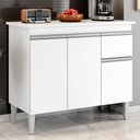 Ver imagem 2 de Balcão de Cozinha Tatiane 95cm Branco com Tampo Mdp - Ajl Móveis Branco