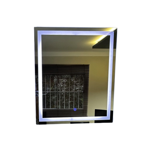 Espelho Retangular Grande Jateado com Led 60x80 4mm, Decoração, Banheiro, Maquiagem:led Branco Neutr
