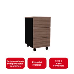 Gaveteiro Volante 3 Gavetas Pandin Home Office - Walnut - 3