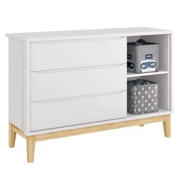 Berço Americano e Cômoda New Classic Branco com Pés Madeira Natural e Colchão Gazin – Reller - 5