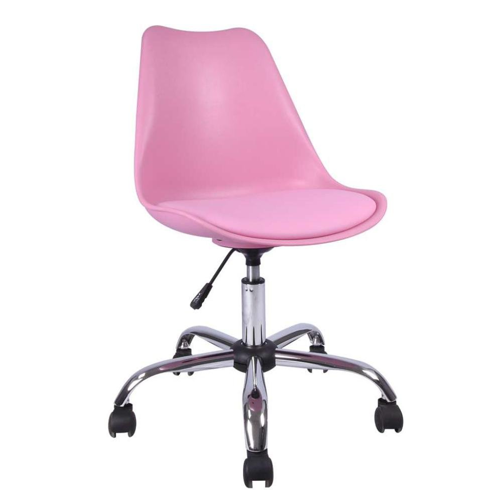 Cadeira Giratória Eames Estofada Rosa - Moob - 1