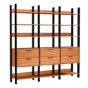 Ver imagem 2 de Guarda Roupa Closet 217,5cm 6 Gavetas 15 Prateleiras MDF Freijó com Preto Fosco