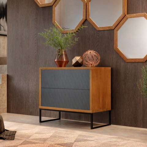 Buffet Charlote Pés Metalicos 2 Gavetas Espresso Móveis