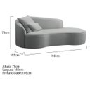 Ver imagem 6 de Divã Recamier Curvo Sala de Estar Inglaterra Lado Direito 150cm Bouclé Cinza - Incasa Decor