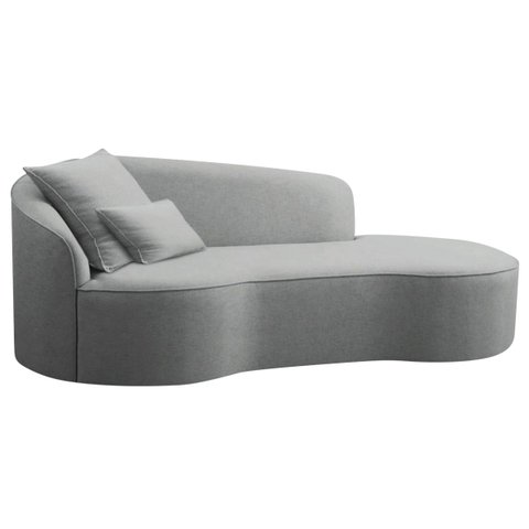 Divã Recamier Curvo Sala de Estar Inglaterra Lado Direito 150cm Bouclé Cinza - Incasa Decor