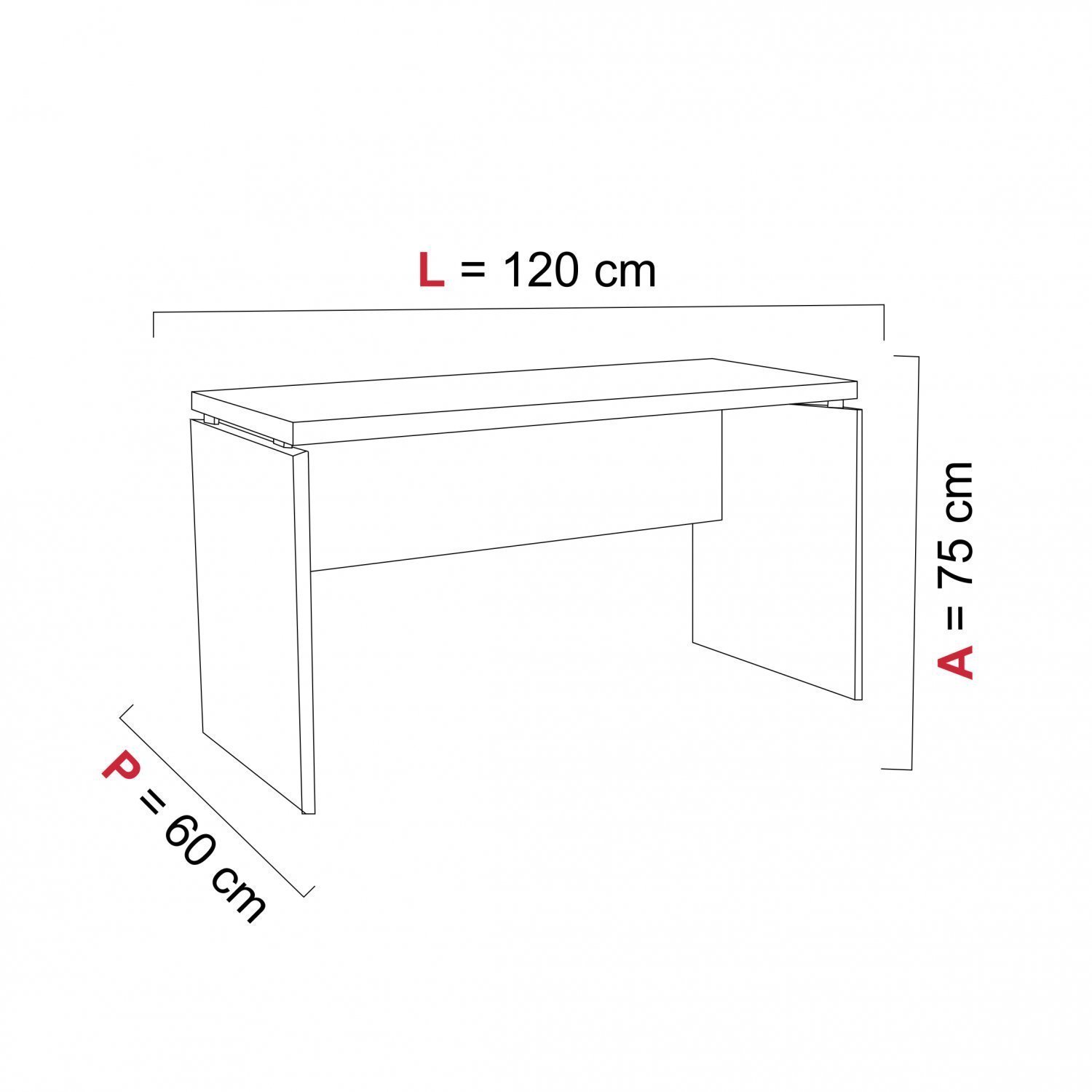 Mesa para Escritório Diretor 120x60cm PE40   - 5