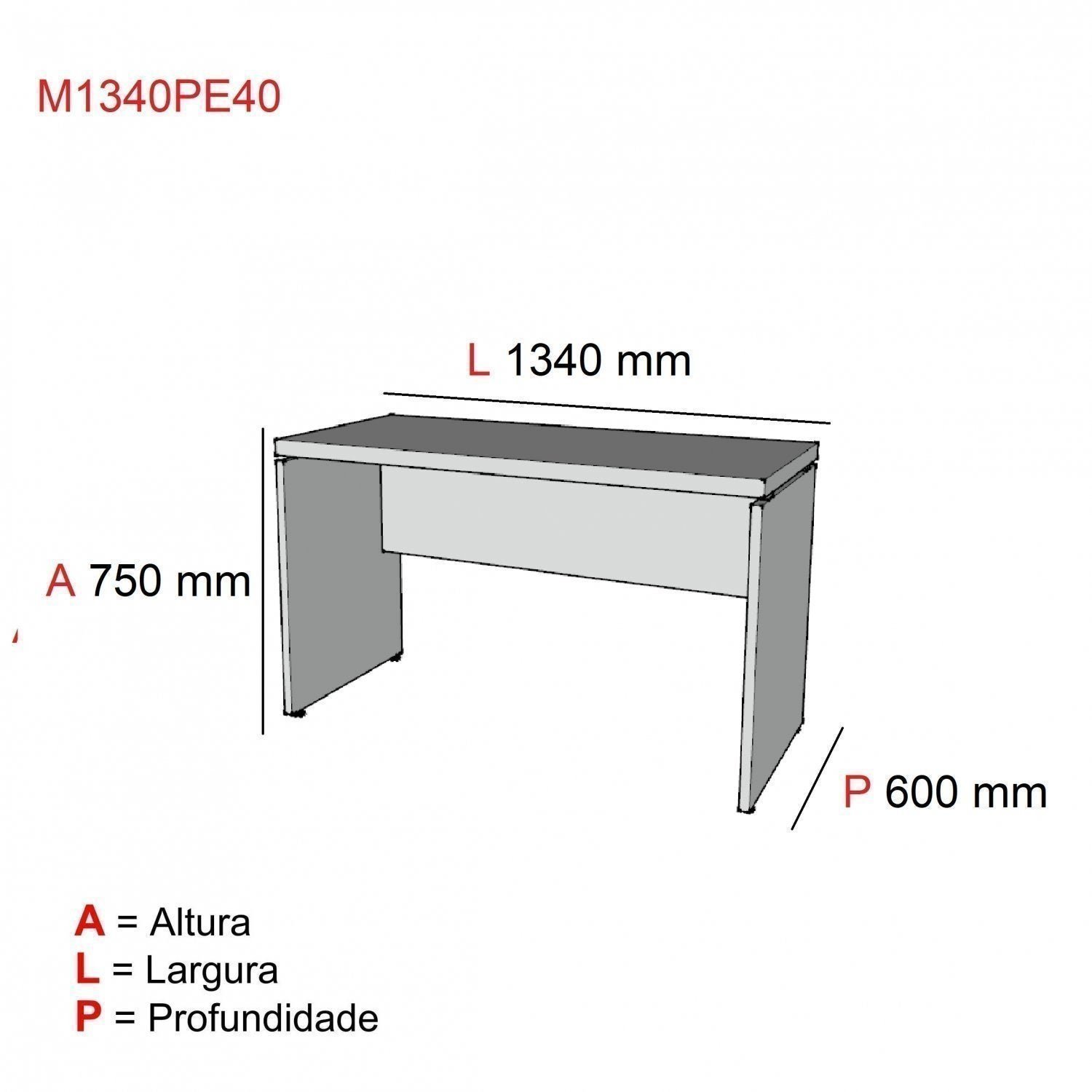 Mesa para Escritório Diretor 134x60cm PE40   - 3