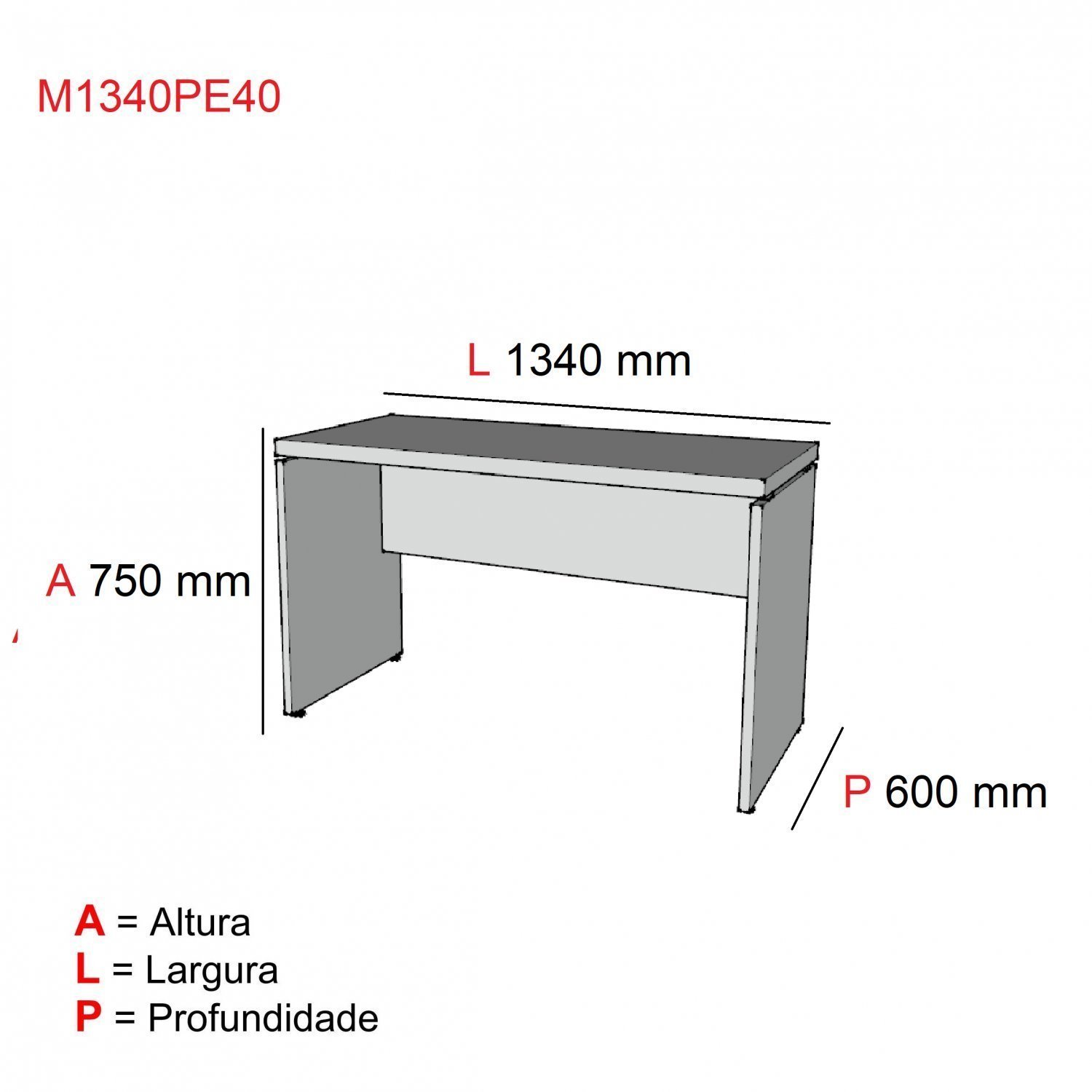 Mesa para Escritório Diretor 134x60cm PE40   - 4