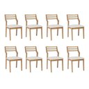Ver imagem 1 de Kit 8 Cadeiras para Sala de Jantar Estofadas Damasco Bege/Madeira/Cru