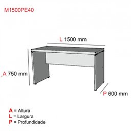 Mesa para Escritório 150cm X 60cm Pe40   - 3