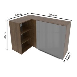 Armário Aéreo de Canto com Adega Acoplada Madesa Lux 1 Porta Rustic/Cinza Cor:Rustic/Cinza - 2