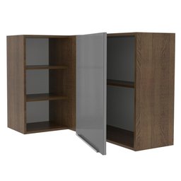 Armário Aéreo de Canto com Adega Acoplada Madesa Lux 1 Porta Rustic/Cinza Cor:Rustic/Cinza - 4