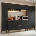 Ver imagem 1 de Armário de Cozinha Completa 285 cm Rustic/Preto Lille Madesa 01