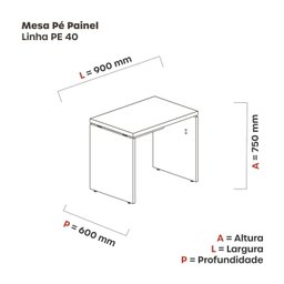 Mesa para Escritório 90cmx60cm Pe40  - 3