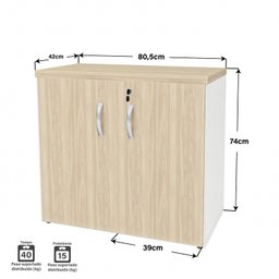 Armário para Escritório Baixo Fechado 800x740x420 F.15mm Netmobil - Dubai/branco - 7