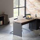 Ver imagem 3 de Escrivaninha Mesa Escritório Diretor PE40 150cm Walnut e Preto Marrom