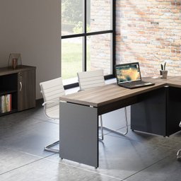 Escrivaninha Mesa Escritório Diretor PE40 150cm Walnut e Preto Marrom - 3 Escrivaninha Mesa Escritório Diretor PE40 150cm Walnut e Preto Marrom - 3